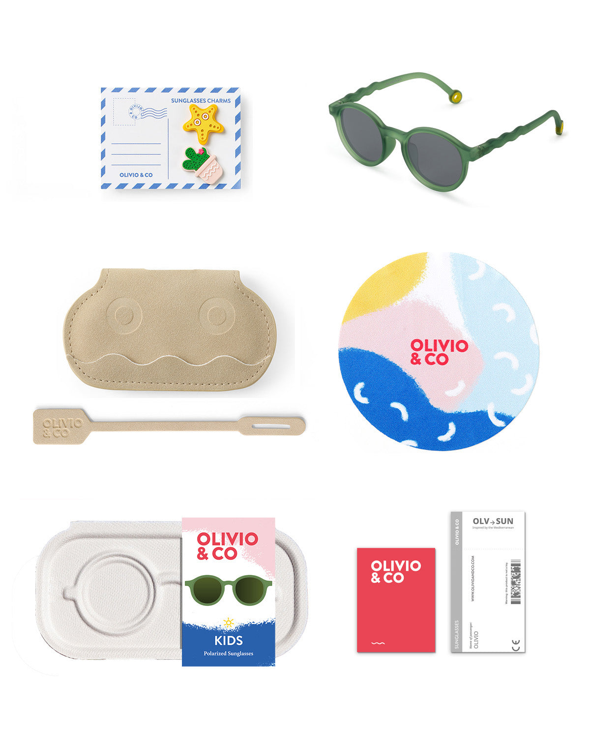 Kids Oval Sunglasses Olive Green – OLIVIO&CO