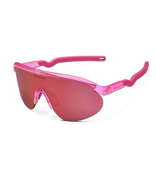 Junior+ Half-Rim Sports Sunglasses Flamingo Pink