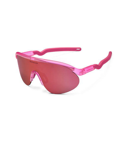 Junior Half-Rim Sports Sunglasses Flamingo Pink