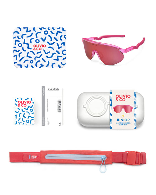 Junior Half-Rim Sports Sunglasses Flamingo Pink