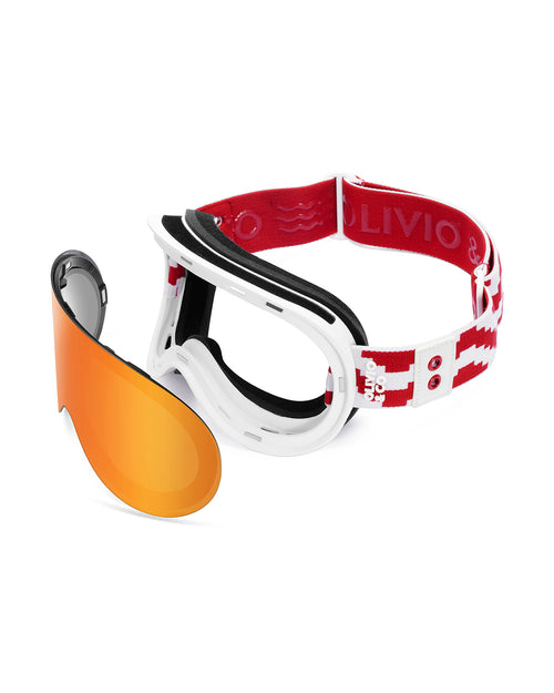 Teen&Adult Magnetic Ski Goggle Snow Peak Red