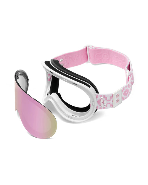 Teen&Adult Magnetic Ski Goggle Snowflake Pink