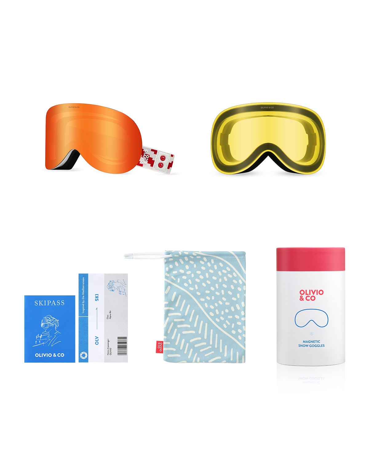 Teen&Adult Magnetic Ski Goggles Snow Peak Red – OLIVIO&CO