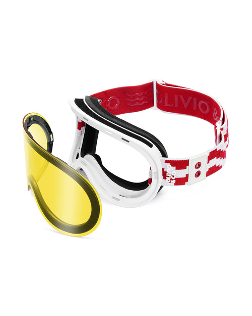 Teen&Adult Magnetic Ski Goggle Snow Peak Red