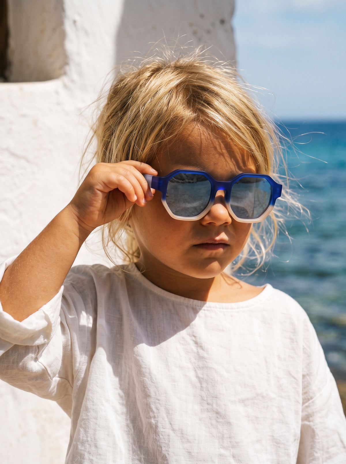 Youth Square-D Polarized Sunglasses (Age 7-12) - Colorblock Sea